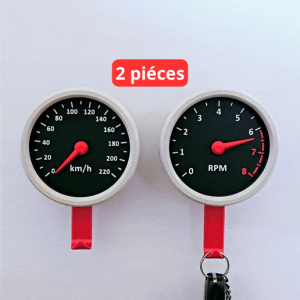Paire Porte-clés Mural – Style Compteur RPM & Vitesse